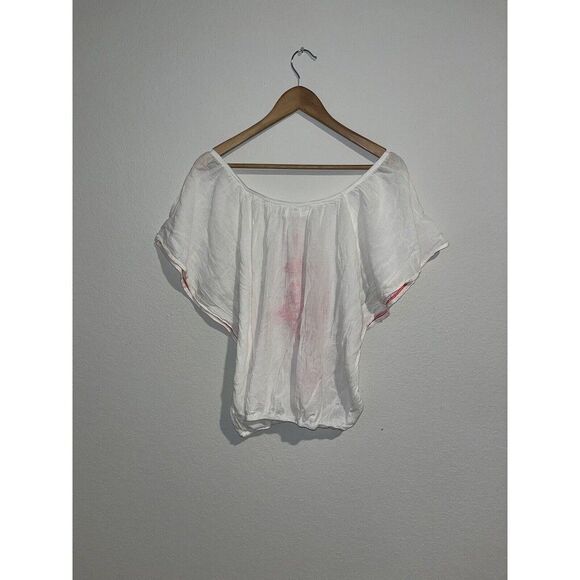 Woman’s 100% Cotton Top size 0 xs white pink Aztek boho embroidery - Picture 5 of 5